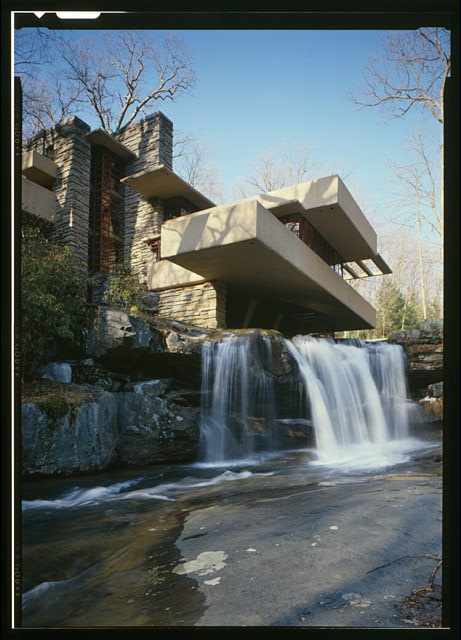 Fallingwater, Mill Run, PA.  Designed by Frank Lloyd Wright. Photographs, Historic American Building Survey, National Park Service, U.S. Department of the Interior, 1979. From Prints and Photographs Division, Library of Congress: HABS PA, 26-OHPY.V,1—87 (CT) http://www.loc.gov/pictures/resource/hhh.pa1690.color.570317c/ accessed February 18, 2015.