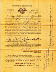 Israel Highhill’s Re-enlistment Contract Dated January 1, 1864